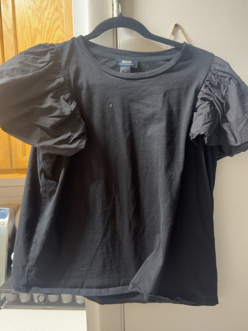 Anthropologie Black Puff Sleeve Tee